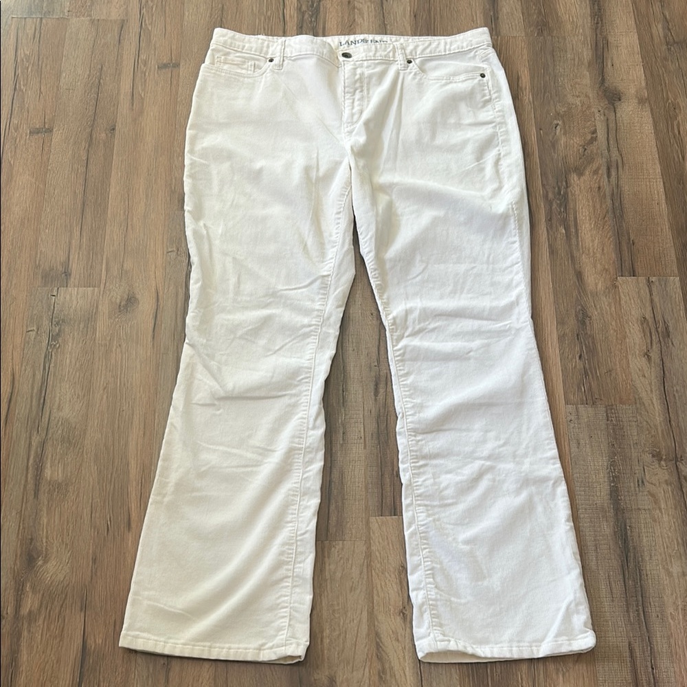 LAND END WOMEN CORDUROY BOOTCUP LEG PANTS EGGSHELLS Sz 16